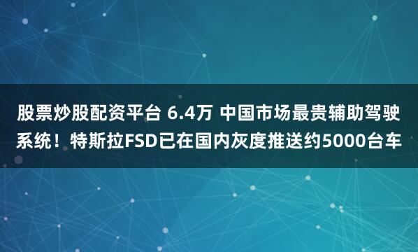 股票炒股配资平台 6.4万 中国市场最贵辅助驾驶系统！特斯拉FSD已在国内灰度推送约5000台车